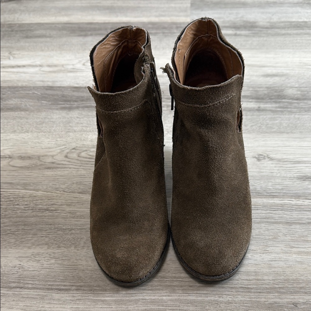 Lucky Brand Brown Ankle Booties with Suede Finish